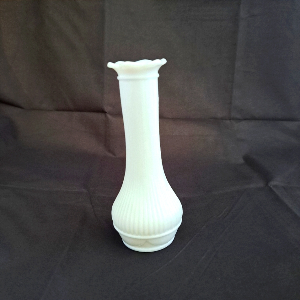 Vintage Randall Ribbed Milk Glass Vase